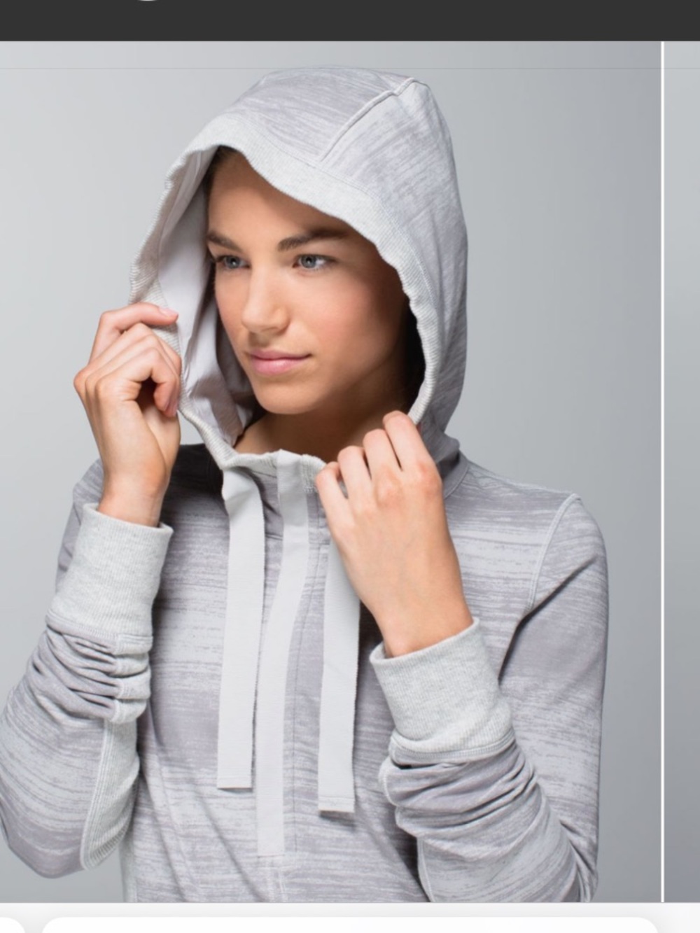 Light Gray Post sweat pullover Hoodie French terry wrap apres hot yoga 6 S